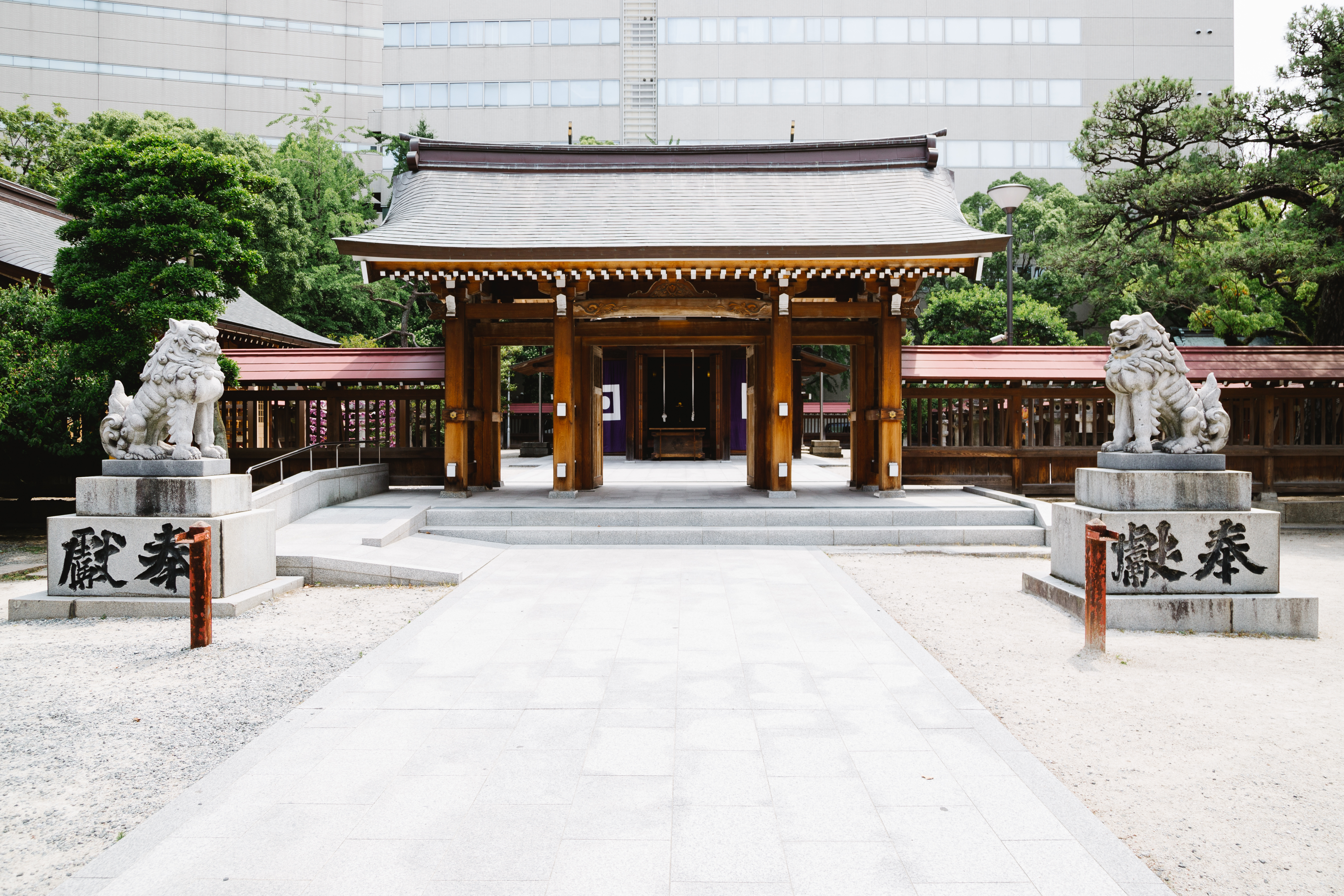 Fukuoka, Japan – June 10, 2017 : Kego Shrine at summer day